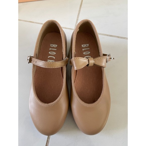 NEW BLOCH Merry Jane Tap Dance Ballet Tan Nude Beige Girls Shoes S0352G size 10 - Picture 3 of 10
